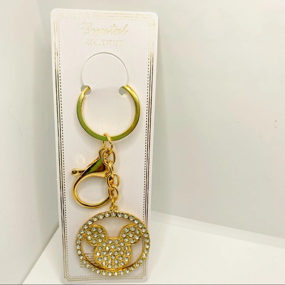 NWT Mickey Mouse Purse Charm Key Chain Crystals set in golden tone. BRAND NEW